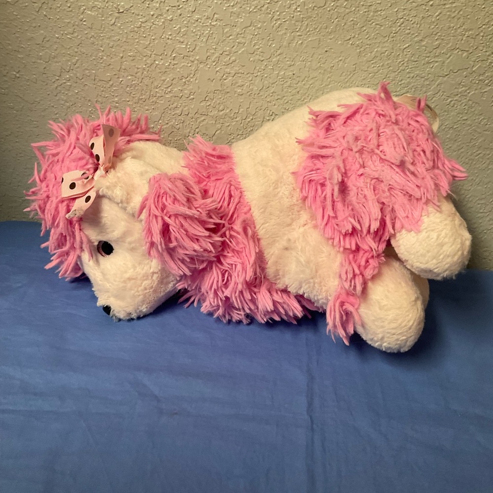 Restored HugFun Pink Plush Poodle with Polka Dot Bows on ears Stuffed animals - Picture 6 of 8